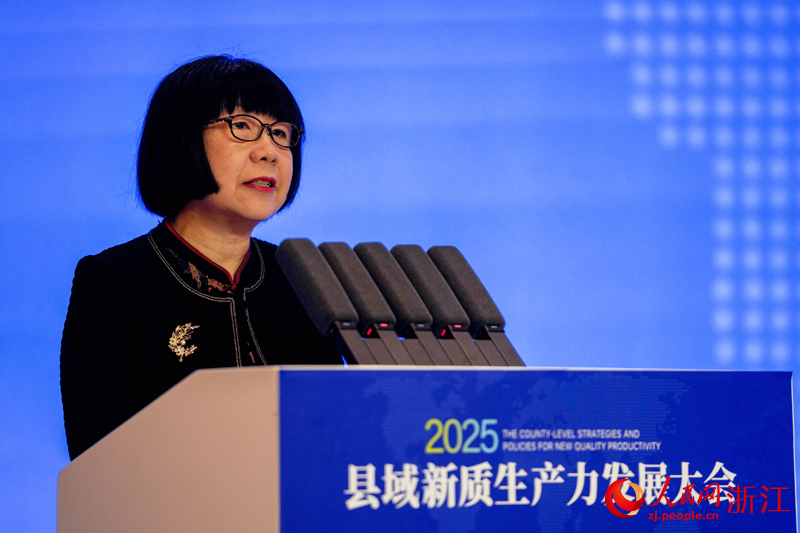 2025县域新质生产力发展大会在浙江苍南举行 人民网党委委员、监事会主席、人民网研究院院长唐维红致辞。人民网记者 章勇涛摄